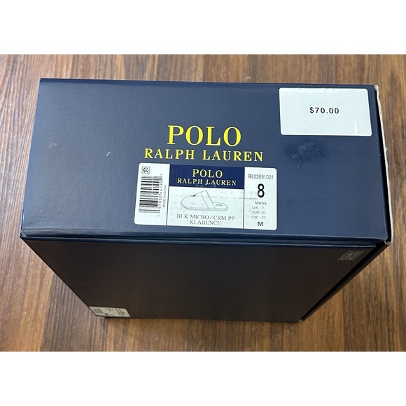 Polo Ralph Lauren Men\'s Klarence Scuff Slippers Black, White Pony Sz 8 New main image 10